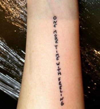 A picture of Writing on Left Forearm of Kristen Stewart.